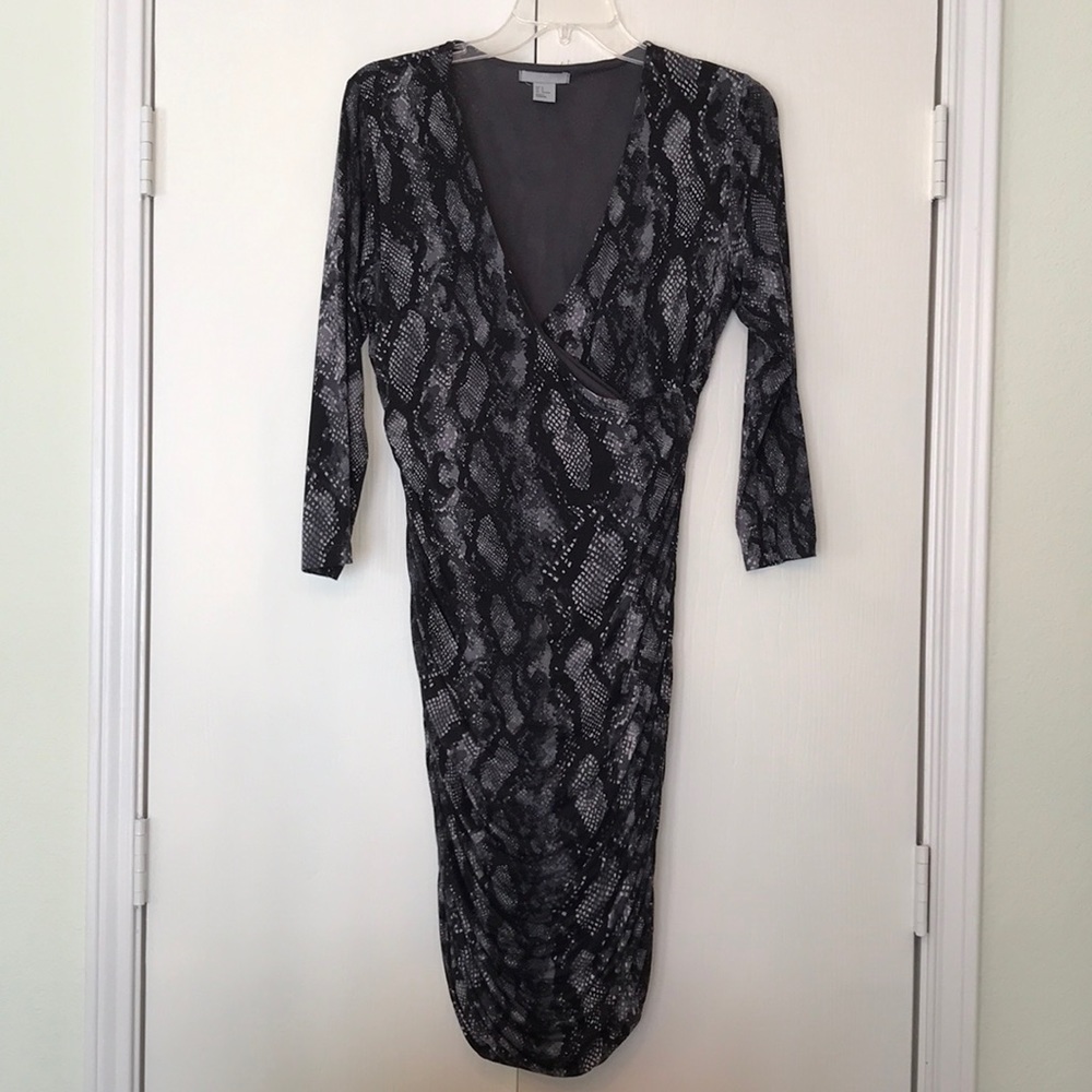H&M charcoal grey snake print dress Medium